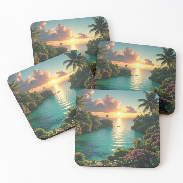 Item preview, Vibrant Tropical Sunset Over Exotic Island Lagoon designed and sold by Uniquely Yours.