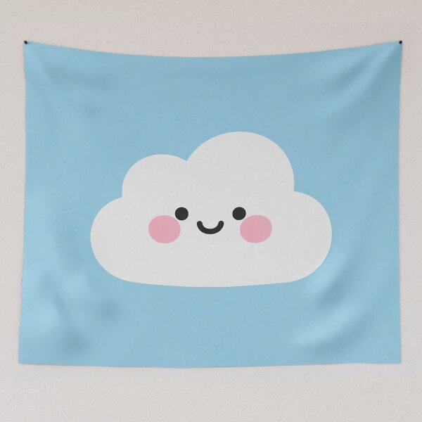 Item preview, smiling, cloud, blue, kawaii, cute, modern, aesthetic, minimalist, chubby, adorable designed and sold by SasiPen.