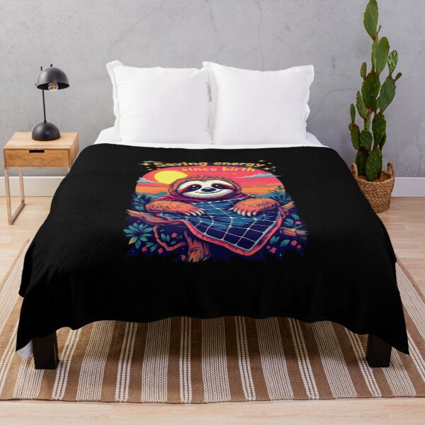 Item preview, A close up of a sloth holding a solar panel with the sun in the background designed and sold by cafegrafis.