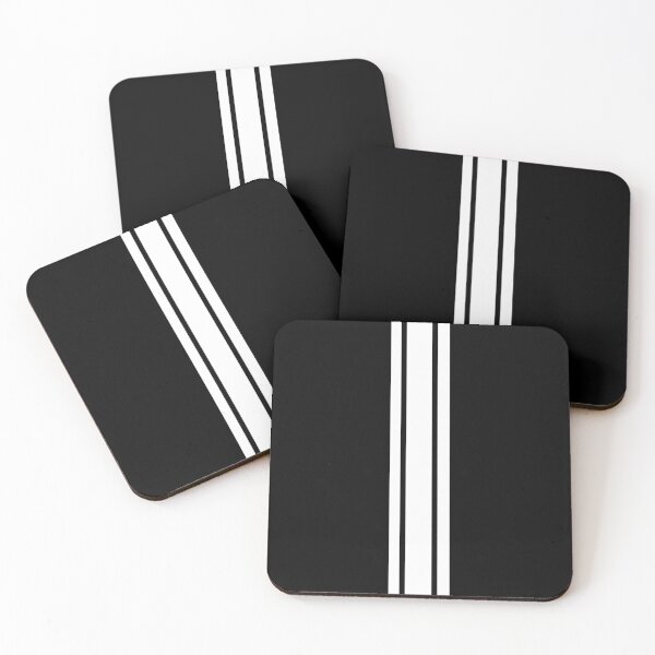 Item preview, Single Stripe with 2 Thick Pinstripes (White on Black) designed and sold by Racing Stripes Only.