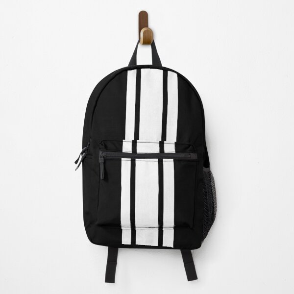 Item preview, Single Stripe with 2 Thick Pinstripes (White on Black) designed and sold by Racing Stripes Only.