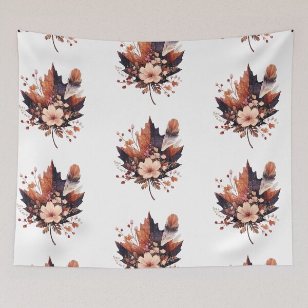 Item preview, Autumn Floral Maple Leaf with Feather and Berries designed and sold by Anastasiia Yurevych.