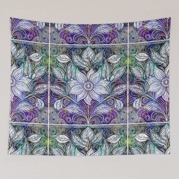 Item preview, Batik Hippie Floral Tie Dye Purple Green designed and sold by AuroraXGreen.