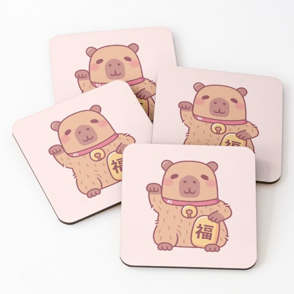 Item preview, Cute Good Luck Waving Capybara designed and sold by rustydoodle.