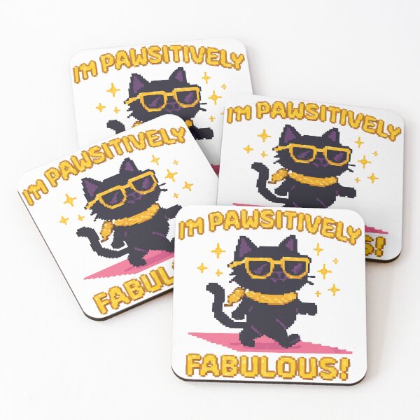 Item preview, I’m Pawsitively Fabulous – Cool Pixel Black Cat Design designed and sold by NaturePixel.