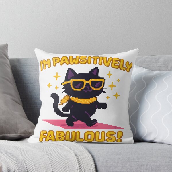 Item preview, I’m Pawsitively Fabulous – Cool Pixel Black Cat Design designed and sold by NaturePixel.