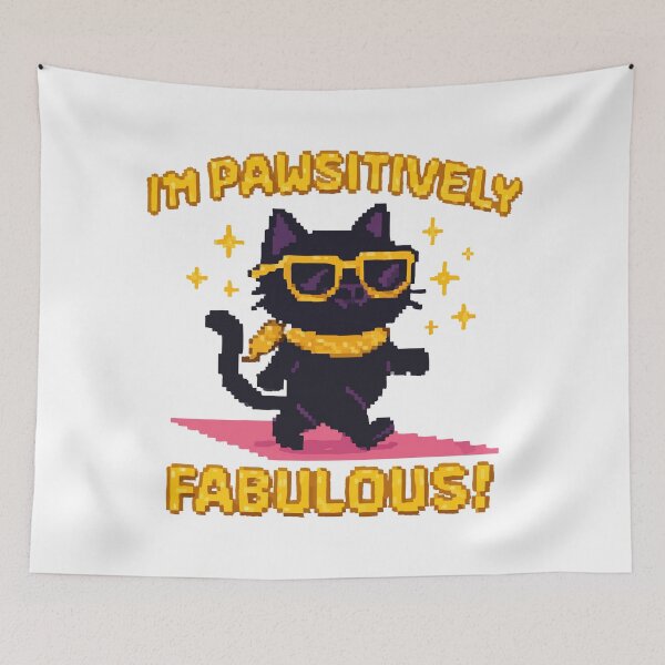 Item preview, I’m Pawsitively Fabulous – Cool Pixel Black Cat Design designed and sold by NaturePixel.
