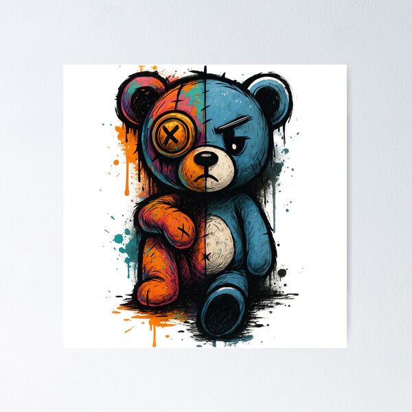 Artikelvorschau, Cyberpunk-Graffiti-Teddybär entworfen und verkauft von NoRestDesigns.