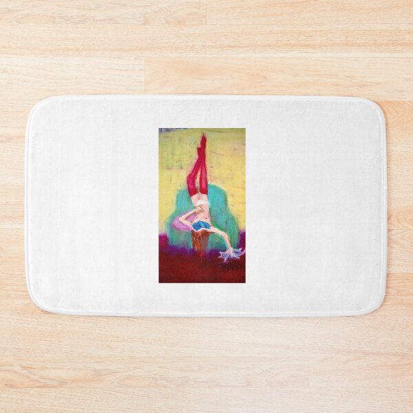 Item preview, sad depressed girl wearing red tights with cat and book laying on couch painting oil pastel drawing  designed and sold by Kyna Arts.