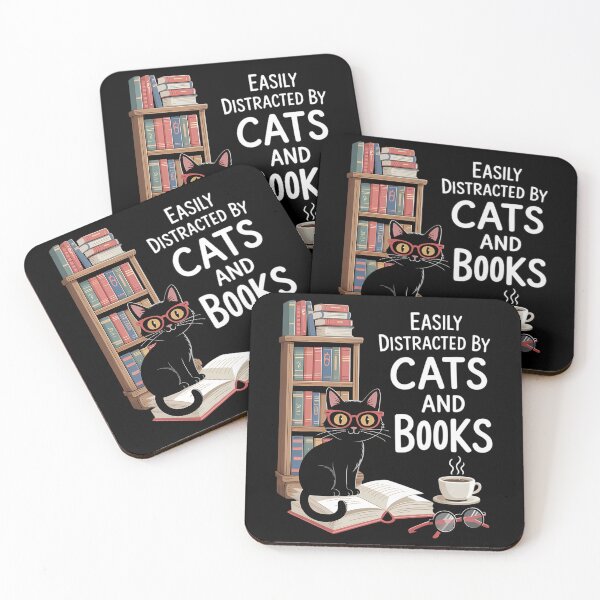 Item preview, Cats And Books Funny Book & Cat Lover Easily Distracted By designed and sold by Sunset4Bones.