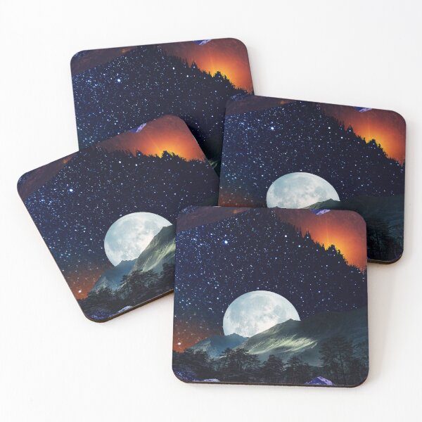 Item preview, Majestic Moonlit Night Sky with Starry Mountains designed and sold by berwies-artwork.