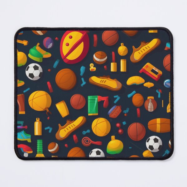 Item preview, Sports Equipment Pattern – Colorful Athletic Gear & Balls on Dark Background designed and sold by KreativKulture.