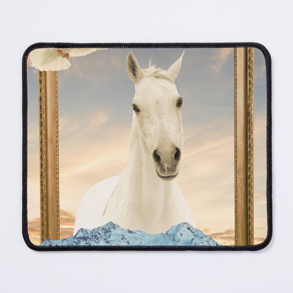 Item preview, White Horse with Flying Doves Over Snowy Mountains designed and sold by berwies-artwork.