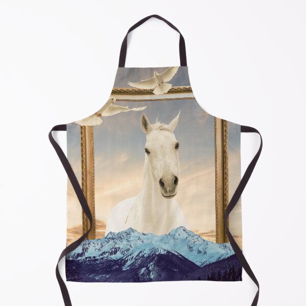 Item preview, White Horse with Flying Doves Over Snowy Mountains designed and sold by berwies-artwork.