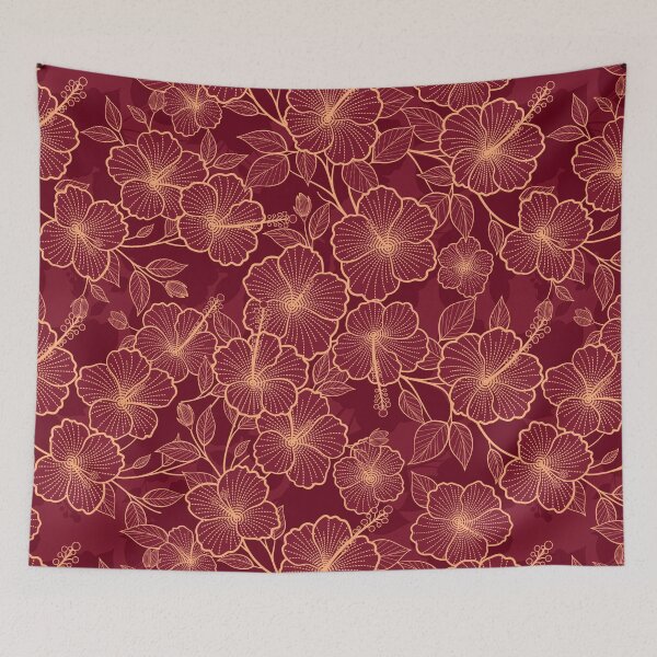 Item preview, Hibiscus Floral Embroidery Style Seamless Pattern designed and sold by teaw-teaw.
