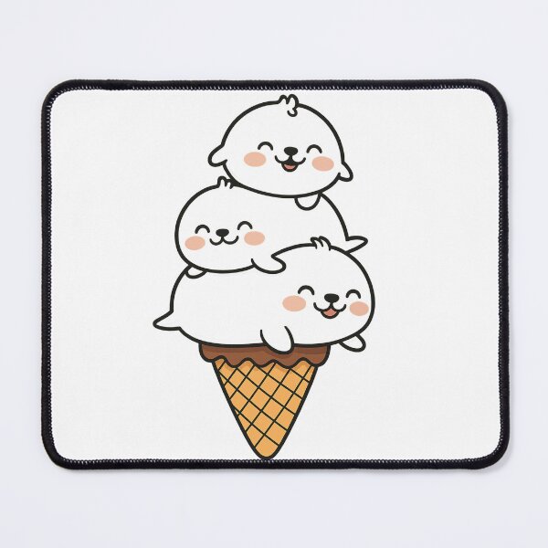 Item preview, Kawaii Seal Ice Cream Stack – Cute Dessert Animal Art designed and sold by haitrieuic96.