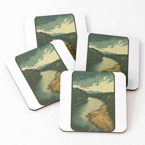 Item preview, Rain Over the Tropical River | Serene Jungle Landscape - Moody Rain Scene designed and sold by GEEEN.