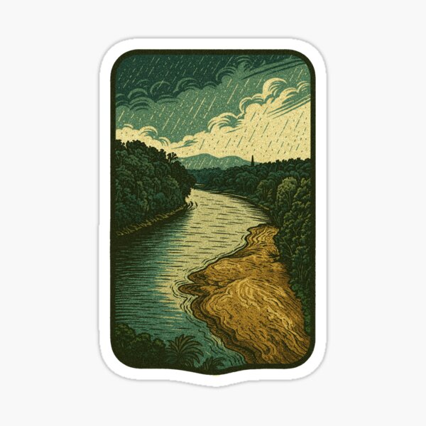 Item preview, Rain Over the Tropical River | Serene Jungle Landscape - Moody Rain Scene designed and sold by PhotoGEEEN.