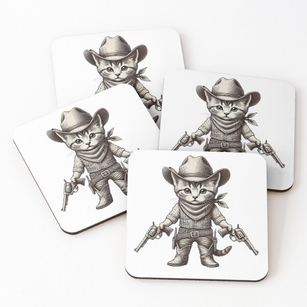 Item preview, Kitten Outlaw with Pistols designed and sold by InkwellDigital.