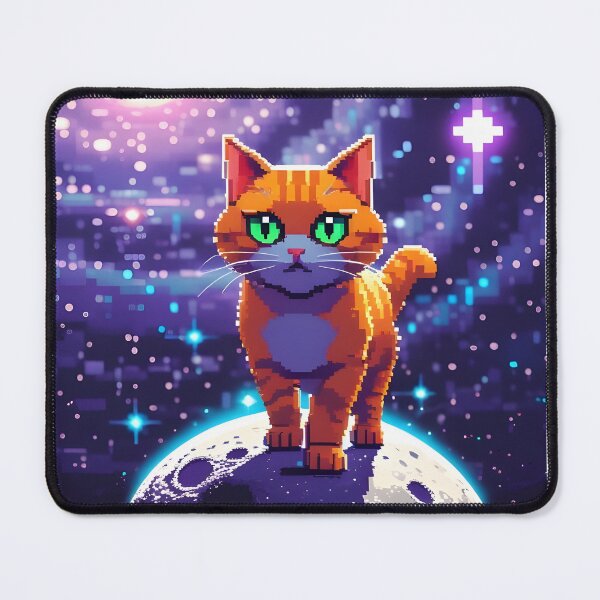 Item preview, “Lunar Paws – Cat’s Spacewalk in 8bit” designed and sold by Rudie.Studio.