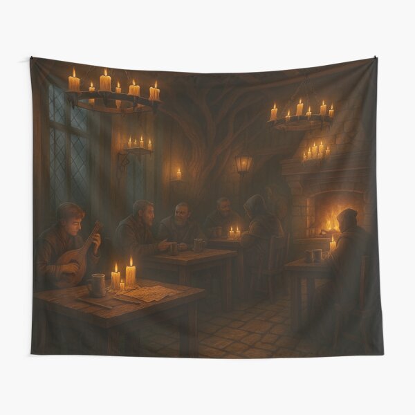 Item preview, Cozy Hearth Tavern – Candlelit Medieval Fantasy Interior Scene designed and sold by fairmaiden7.