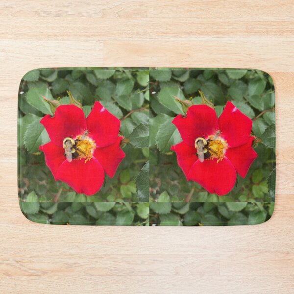 Item preview, Two Very Different Wild Bees on a Red Rose designed and sold by Amanda1775.