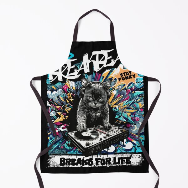 Item preview, BREAKBEAT  - Graffiti Cat Dj (white/blue/orange) designed and sold by Discothreadz.