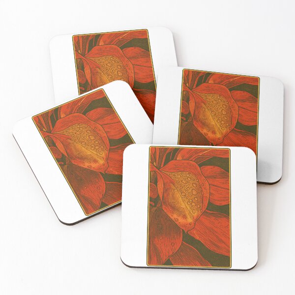 Item preview, Scarlet Rainforest Bloom | Tropical Petal with Dew - Botanical Macro Art designed and sold by GEEEN.