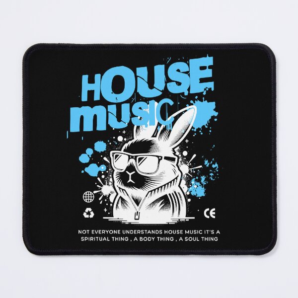 Item preview, HOUSE MUSIC - House Head Bunny (White/Blue) designed and sold by Discothreadz.