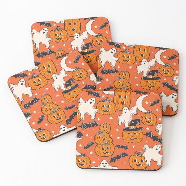 Item preview, Nostalgic 90s Halloween - Ghosts + Pumpkins - Orange designed and sold by latheandquill.