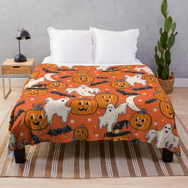 Item preview, Nostalgic 90s Halloween - Ghosts + Pumpkins - Orange designed and sold by latheandquill.
