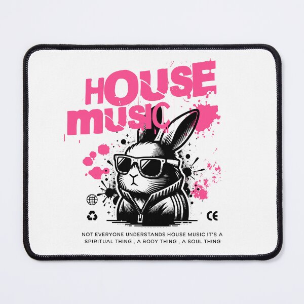 Item preview, HOUSE MUSIC - House head Bunny (black/pink) designed and sold by Discothreadz.