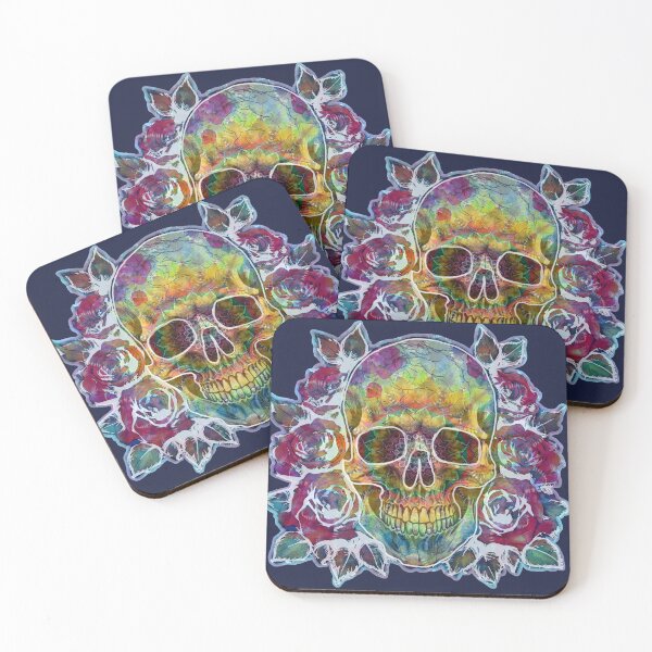 Item preview, Tie Dye Skull and Roses Rainbow  designed and sold by AuroraXGreen.