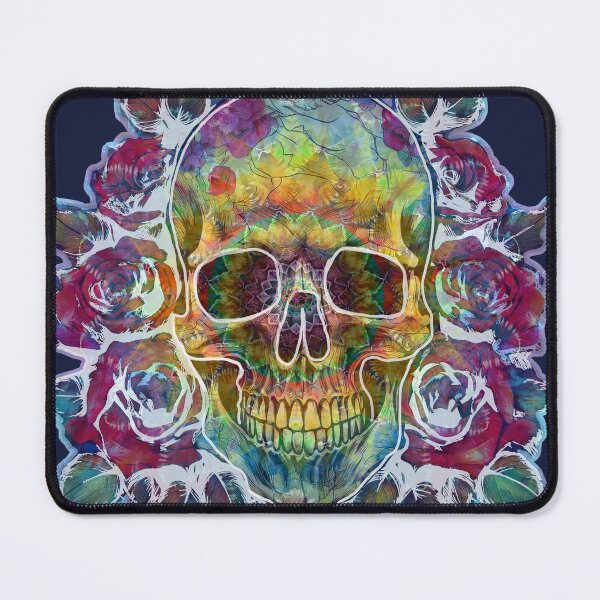 Item preview, Tie Dye Skull and Roses Rainbow designed and sold by AuroraXGreen.