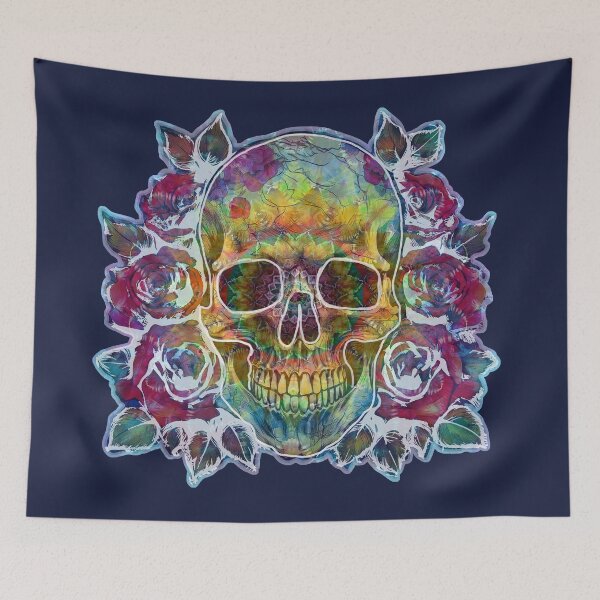 Item preview, Tie Dye Skull and Roses Rainbow  designed and sold by AuroraXGreen.