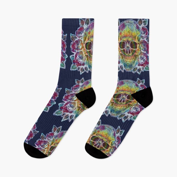 Item preview, Tie Dye Skull and Roses Rainbow  designed and sold by AuroraXGreen.