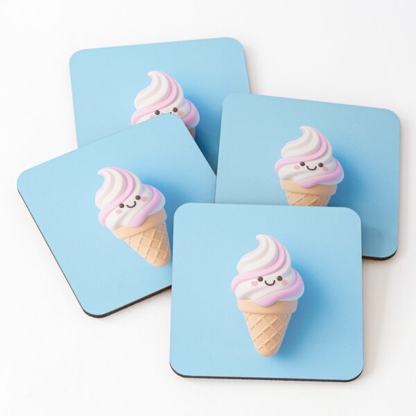 Item preview, ice cream, blue, kawaii, cute, modern, aesthetic, minimalist, chubby, adorable designed and sold by SasiPen.