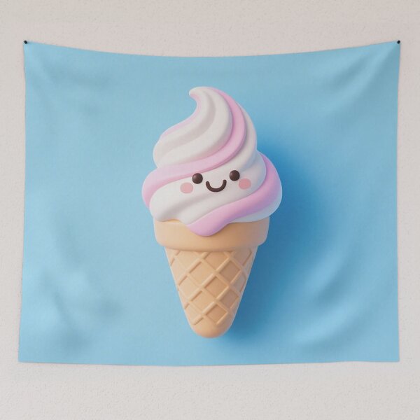 Item preview, ice cream, blue, kawaii, cute, modern, aesthetic, minimalist, chubby, adorable designed and sold by SasiPen.
