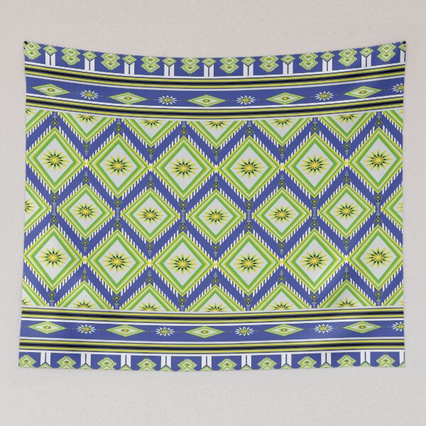 Item preview, Green flowers on a blue floor designed and sold by UmmeeBio.