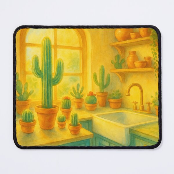 Item preview, Watercolor Cactus Kitchen Oasis | Cozy Cottagecore Greenery Decor designed and sold by fairmaiden7.