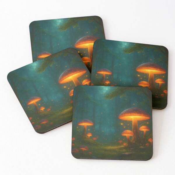 Item preview, Glowshroom Forest | Bioluminescent Fantasy Mushroom Art designed and sold by fairmaiden7.