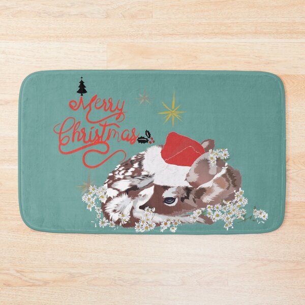 Item preview, Christmas Theme Collection Cute Bambi in Santa Hat Christmas Art – Woodland Winter Animal designed and sold by Miza Drops.