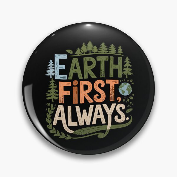 Item preview, Earth First Always – Woodland Style Hand Drawn Eco Forest Message designed and sold by Taans-Creation.