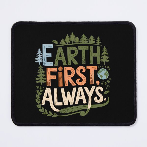Item preview, Earth First Always – Woodland Style Hand Drawn Eco Forest Message designed and sold by Taans-Creation.