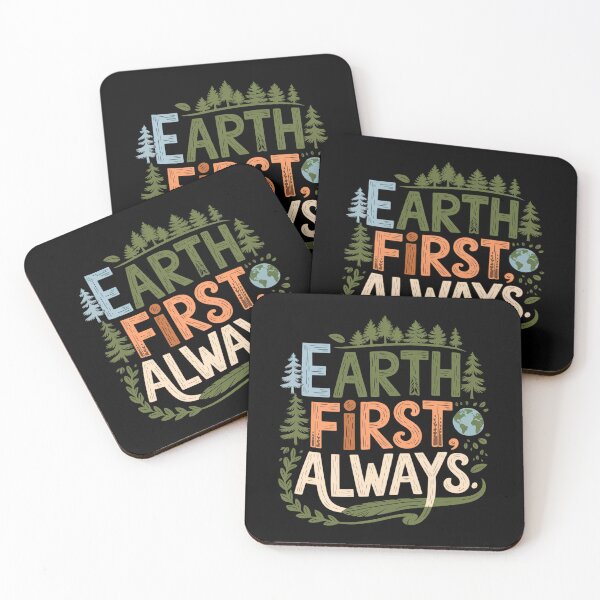 Item preview, Earth First Always – Woodland Style Hand Drawn Eco Forest Message designed and sold by Taans-Creation.