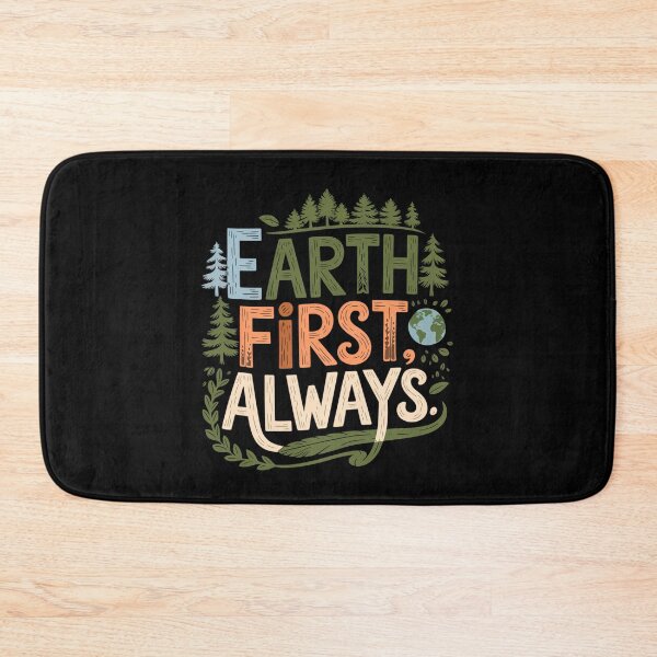 Item preview, Earth First Always – Woodland Style Hand Drawn Eco Forest Message designed and sold by Taans-Creation.