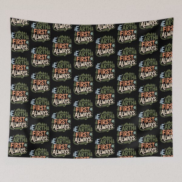 Item preview, Earth First Always – Woodland Style Hand Drawn Eco Forest Message designed and sold by Taans-Creation.