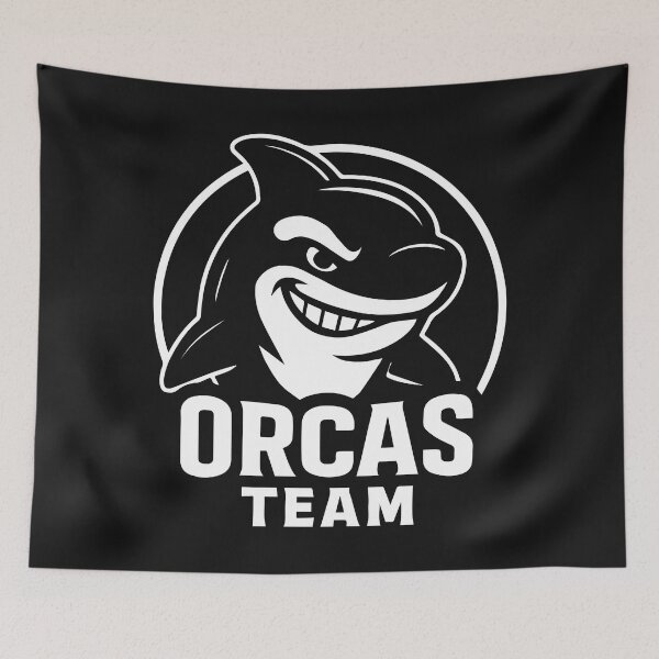 Item preview, Orcas Team – Cool Monochrome Orca Mascot Logo designed and sold by VALQUIRIAMX.