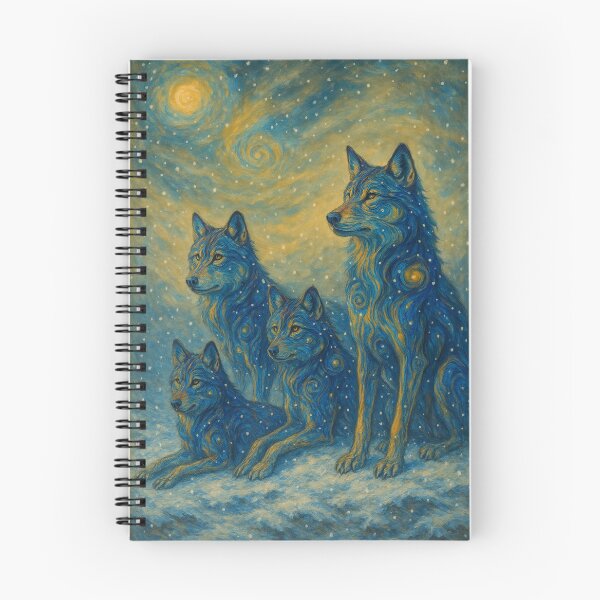 Item preview, Pack of wolves under a cosmic, snow-filled sky designed and sold by optimusprime39.