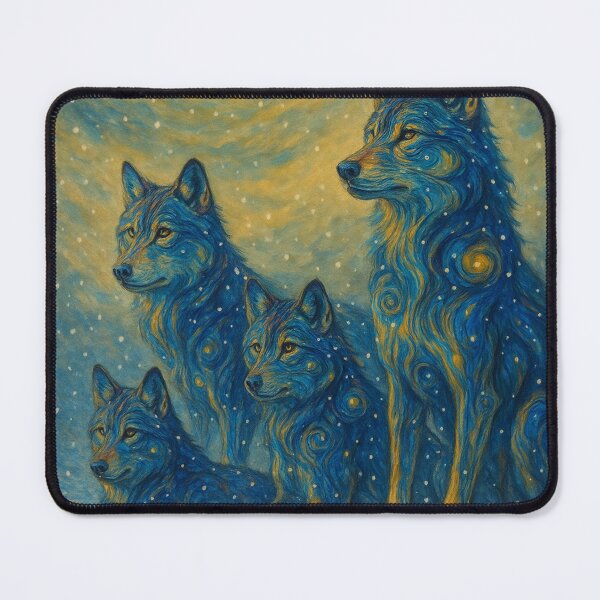 Item preview, Pack of wolves under a cosmic, snow-filled sky designed and sold by optimusprime39.